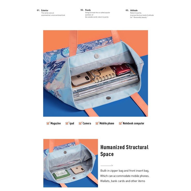 MAH Túi đeo vai Túi tote du lịch sức chứa lớn thiết kế in cảnh núi