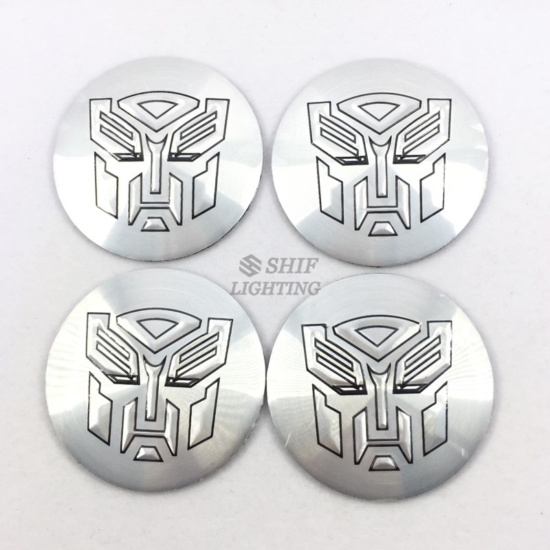 Bộ 4 miếng dán nắp giữa bánh xe hơi họa tiết Transformer 56mm
