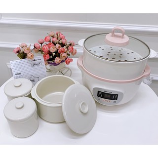 Nồi nấu cháo chậm, cách thủy và ninh hầm ăn dặm cho bé dung tích 0.8 lít và 1.6 lít
