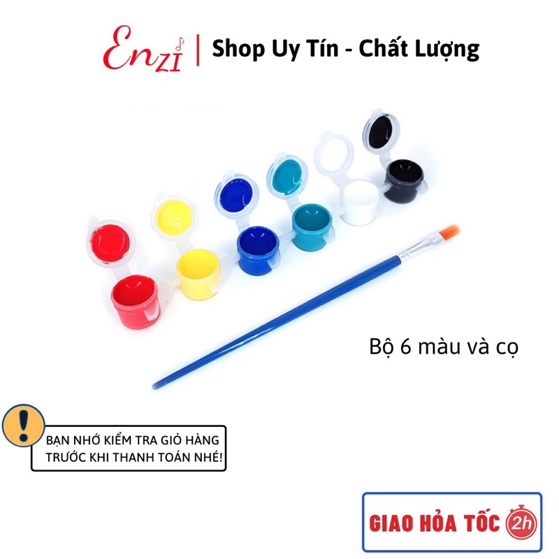 Bộ 6 màu vẽ bột nước và cọ vẽ (Hàng quà tặng)