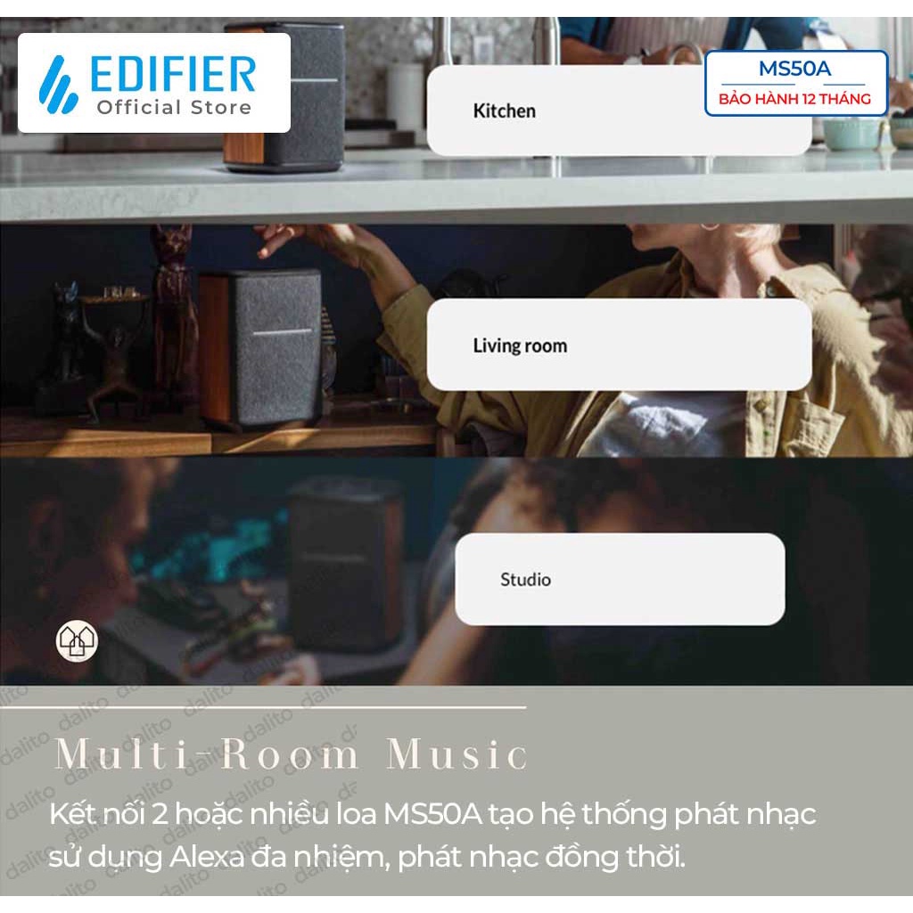 Loa Bluetooth 5.0 EDIFIER MS50A kết nối máy tính iPhone iPad qua AirPlay và Wifi Alexa Công suất 40W Hãng chính hãng