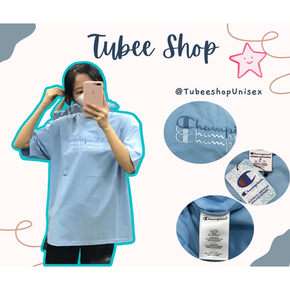 Áo thun Champion chữ thêu 3 line Tubee shop nam nữ