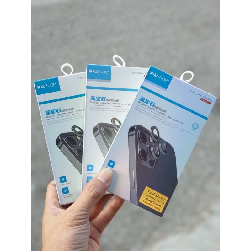 Bộ 3 dán mắt camera Kuzoom cho iPhone 13 Mini, 13, 13 Pro, 13 Pro max 14,14 pro,14 plus,14 pro max bảo vệ từng mắt