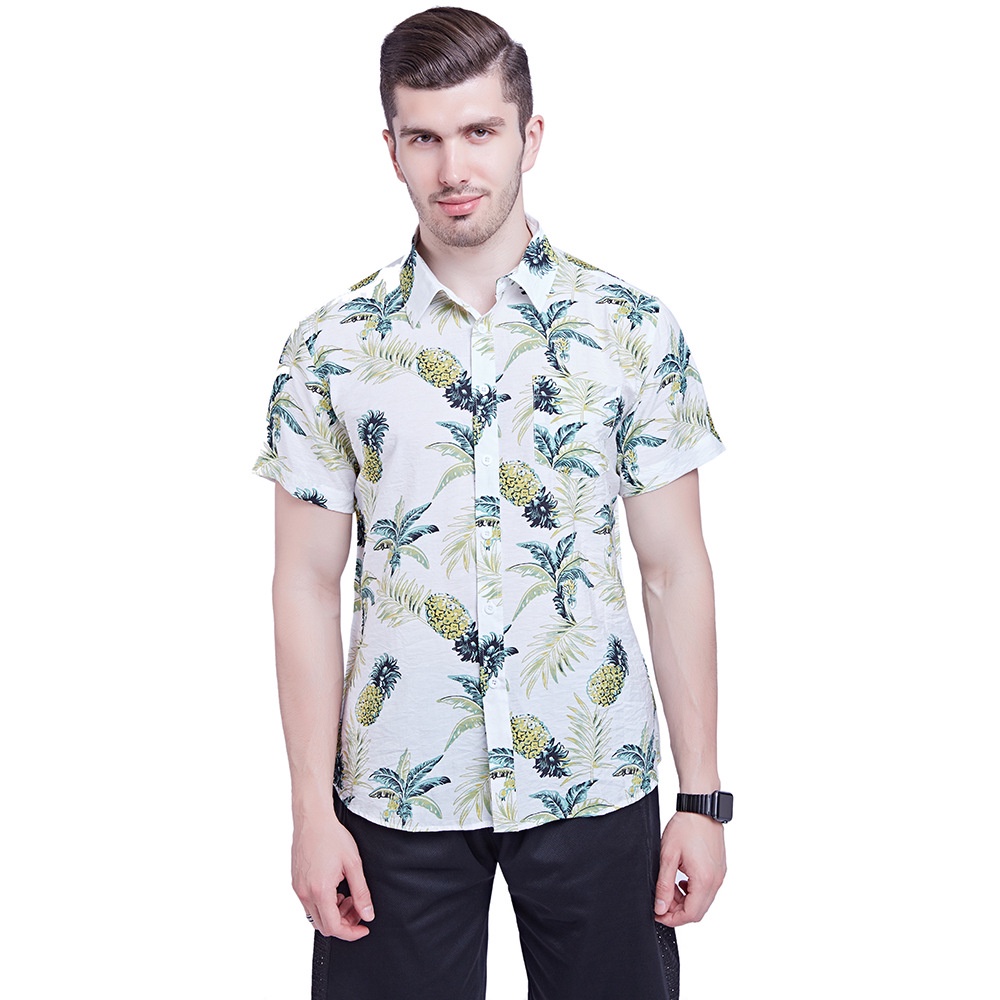 Áo sơ mi nam nữ dứa trắng đủ size ngắn tay, đồ gia đình du lịch chất đẹp | BigBuy360 - bigbuy360.vn