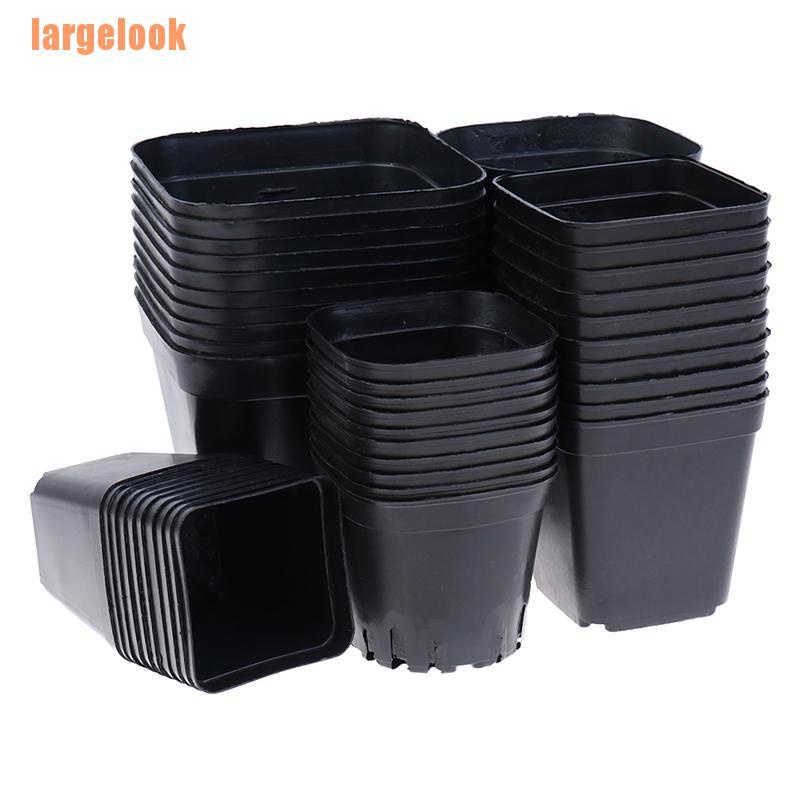 Bộ 10 chậu cây bằng nhựa dáng vuông nhỏ màu đen tiện dụng