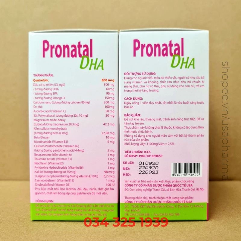 Pronatal DHA bổ sung vitamin khoáng chất cho mẹ bầu - Hộp 30 viên