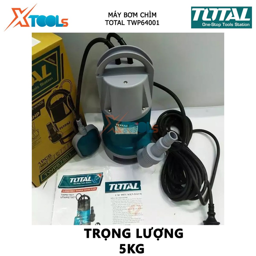 Máy bơm chìm nước sạch TOTAL TWP64001 máy bơm thả chìm tự động 220V, Công suất đầu vào 400W, hút nước cống, nước tù đọng