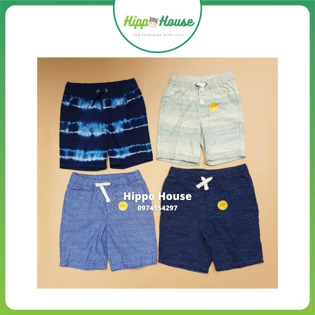 Quần Short Bé Trai Hippo House Xuất Dư Size Đại 4 đến 16 Tuổi Chất Thô, Kaki