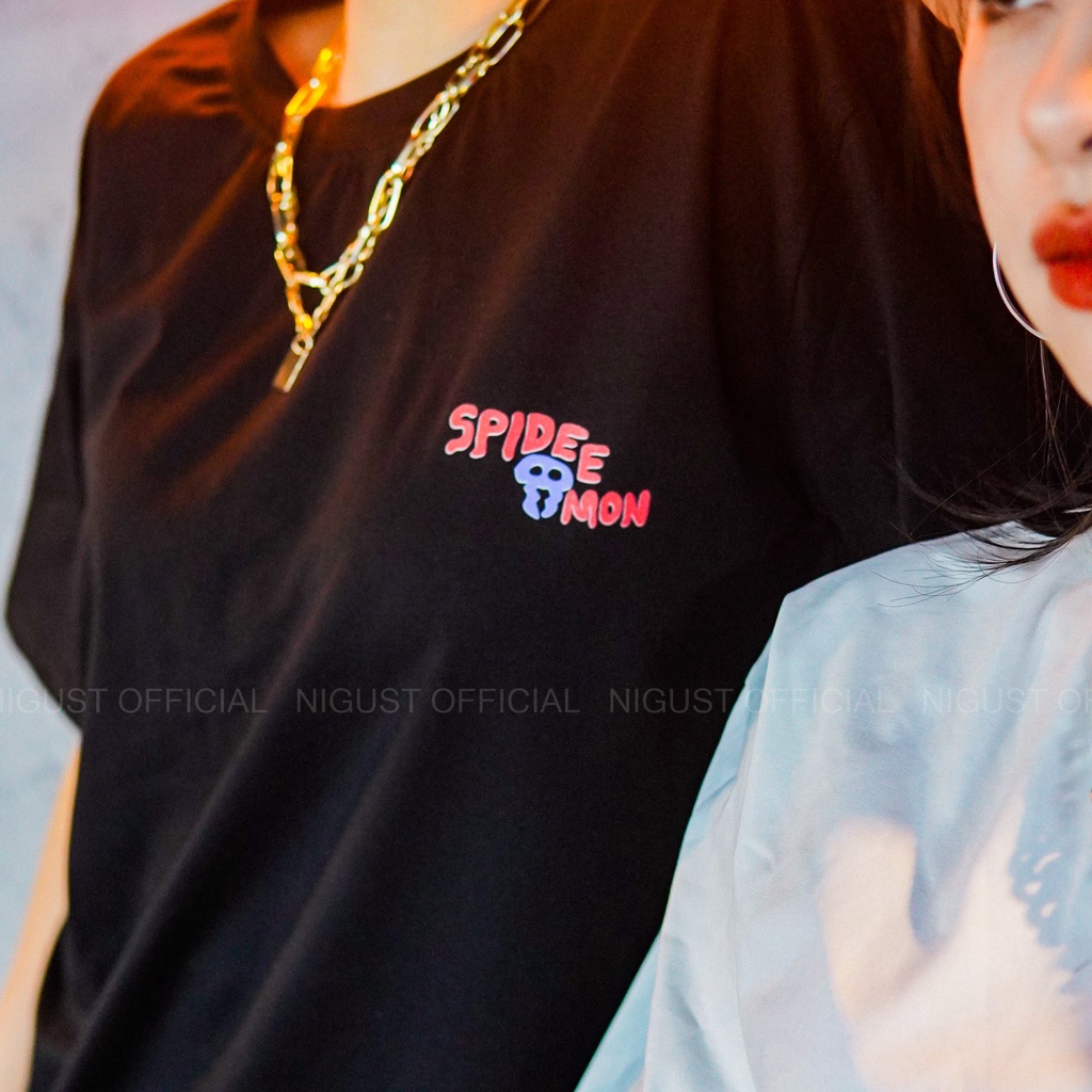 Áo Thun Unisex Nigust Local Brand  Spidee Mon N003 oversize tay lỡ form rộng vải cotton cao cấp co dãn 4 chiều