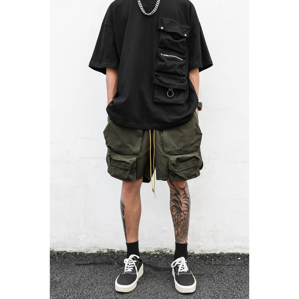 Quần Short Dây Rút Dáng Rộng Phong Cách Retro Âu Mỹ Cá Tính Cho Nam