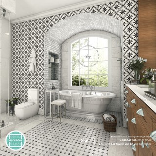 Decal gạch bông set màu ĐEN TRẮNG