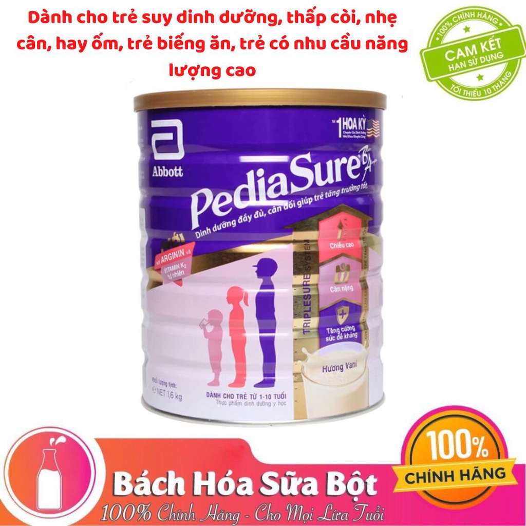 Sữa Bột Abbott Pediasure B/A hương Vani Ít Ngọt Lon 1.6kg
