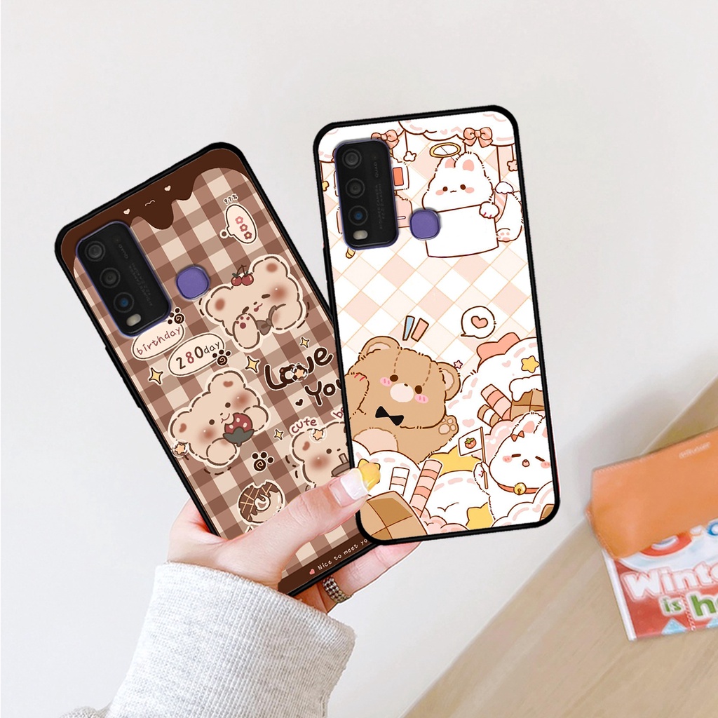 Ốp lưng Vivo Y30 - Vivo Y50 in hình caro gấu thỏ dễ thương