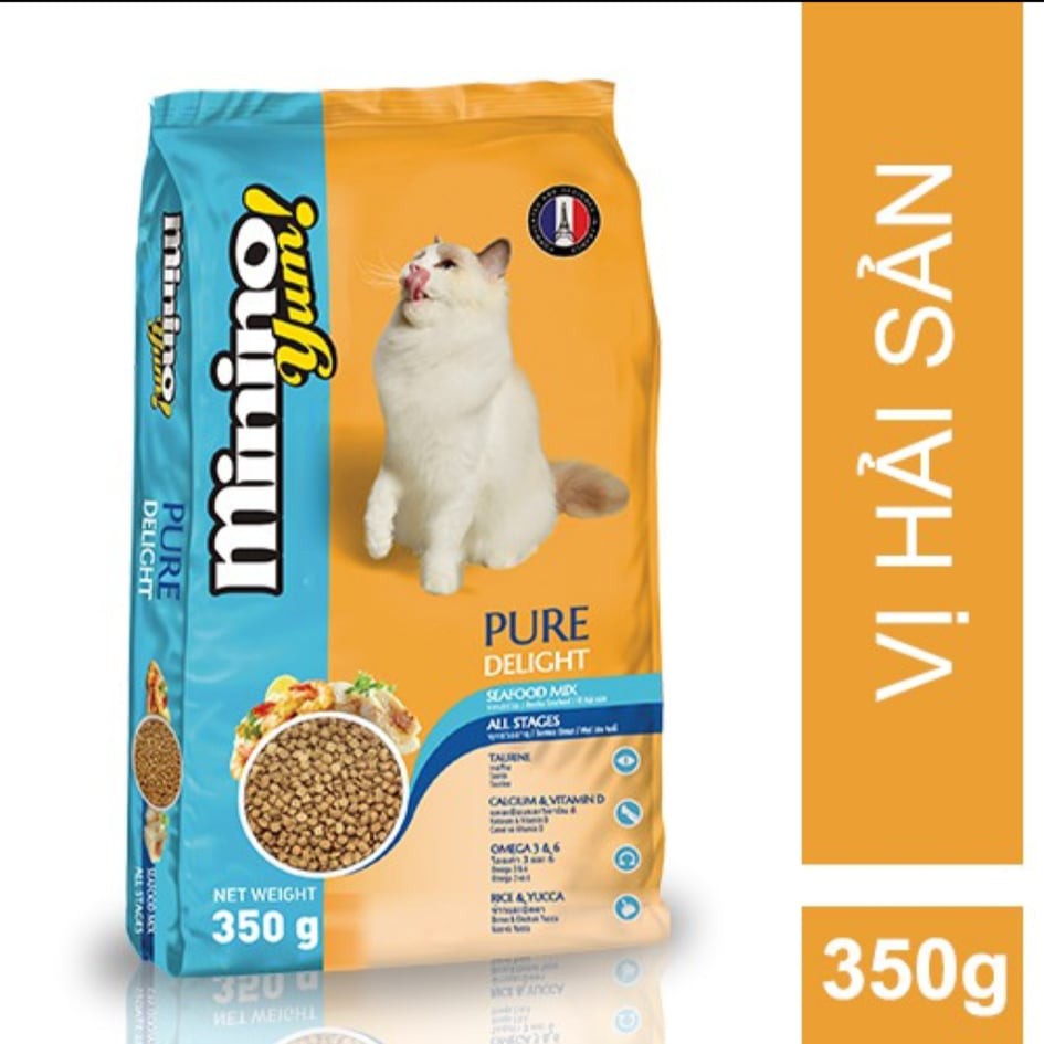 Thức ăn hạt Minino Yum cho mèo vị hải sản 350gr