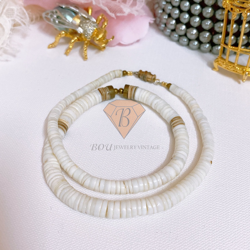 DÂY CHUYỀN VỎ SÒ SECONDHAND NHẬT BẢN BOU JEWELRY VINTAGE MÃ VC154