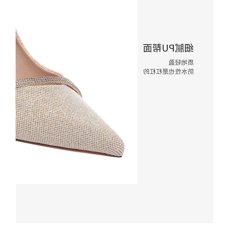 Giày cao gót mũi nhọn đính đá thời trang mùa xuân phong cách Pháp 2021 sang trọng cho nữ