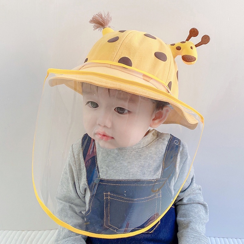 Mũ Chống Giọt Bắn Cho Bé, Mũ Chống Dịch, Chống Nắng Trong Suốt Bảo Vệ Trẻ Em - Hươu cao cổ bằng bông Lithium067