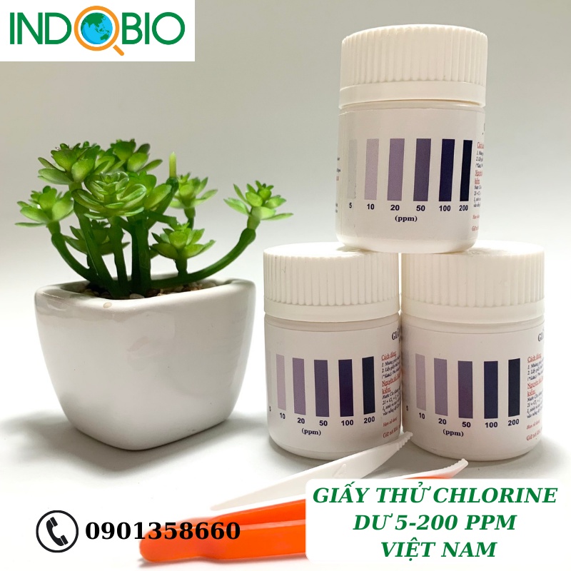 GIẤY TEST CHLORINE  DƯ 5-200 PPM VIỆT NAM, 105 TEST/HỘP