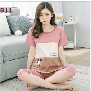 Bộ mặc nhà mùa hè💖freeship💖giảm 50k đơn 2 sp đồ ngủ quần cộc phối màu dễ thương mã b11