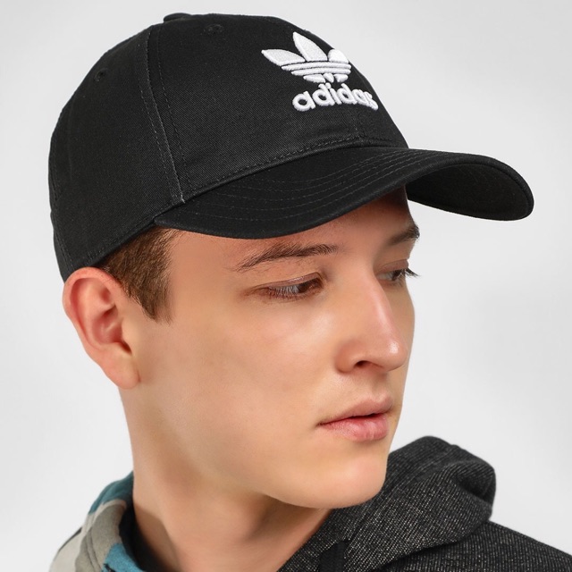 (HÀNG XUẤT XỊN) Mũ / Nón das đen logo trắng Adidas Originals Basball trefoil Cap Hat