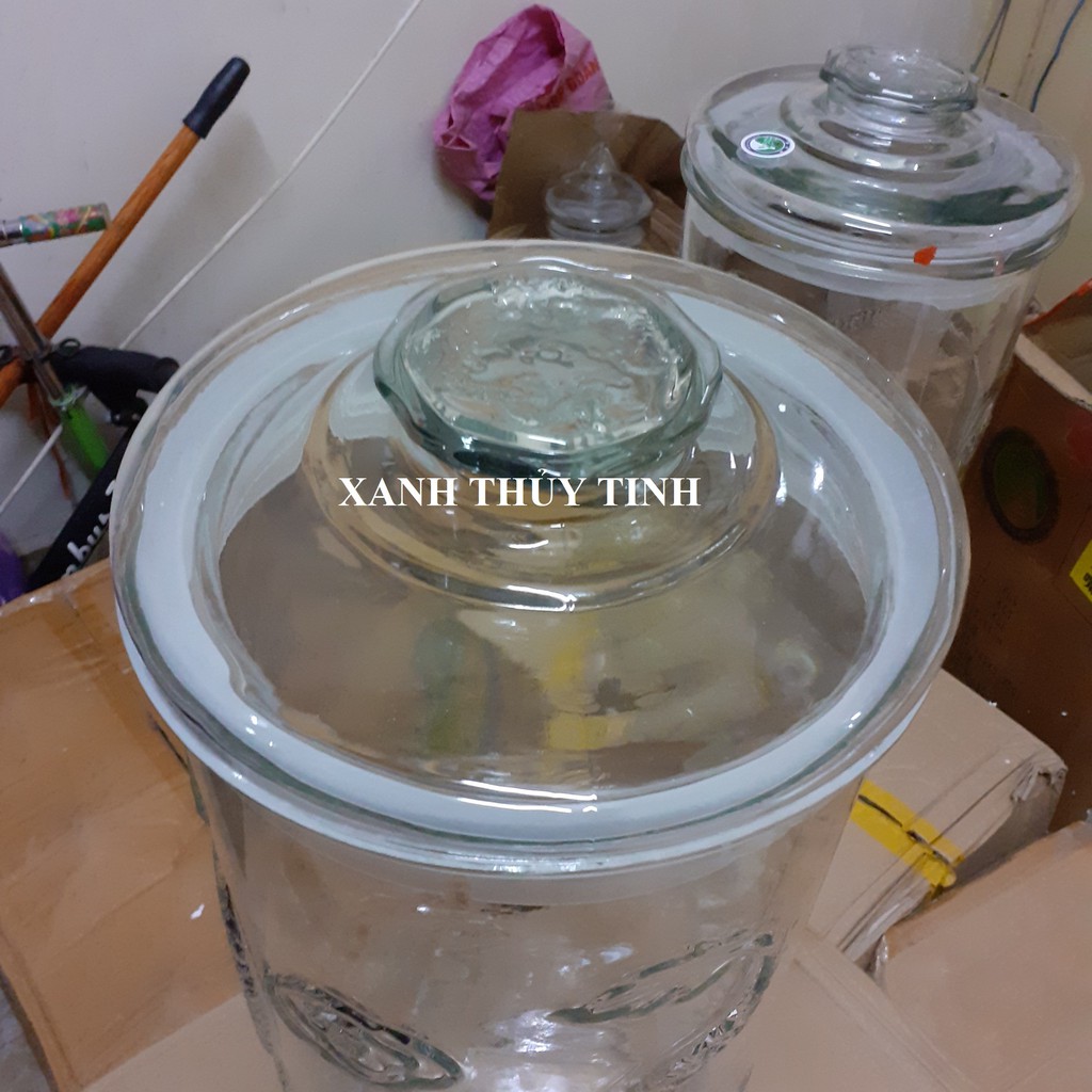 Bình thủy tinh trụ rồng ngâm củ sâm, ngâm quả, ngâm nấm linh chi - Dung tích 19 Lít