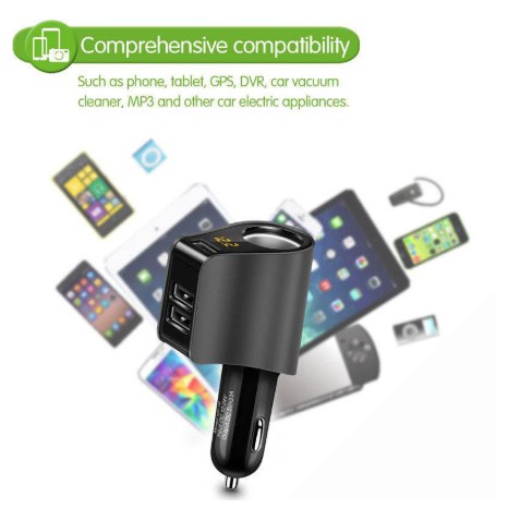 Tẩu Sạc ô tô 3 cổng QC 3.0 - Tẩu chia sạc chính hãng Hyundai HY-10 dùng được cho mọi loại xe