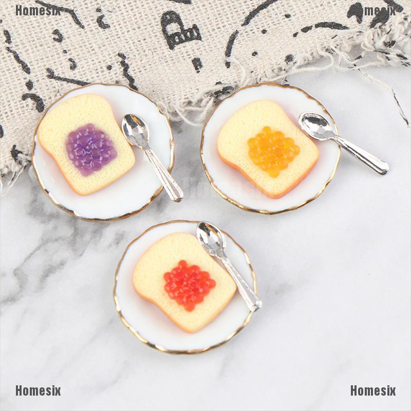 [HoMSI] 1:12 Dollhouse Miniature Mini Jam toast Combo Model Kitchen Accessories Toys SUU