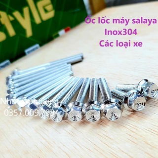 Full bộ Ốc lốc máy Salaya Inox304 đầu xoáy Ex150, Winner, Sonic, Raider, Wave, Future, Vario,.....