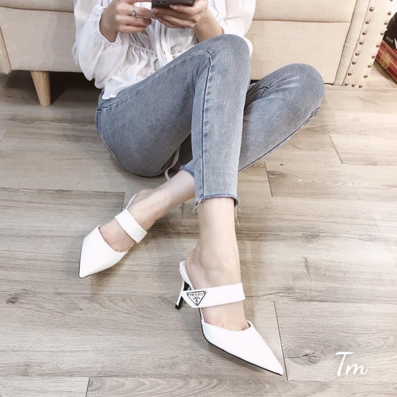 (S149) Guốc nữ khuy prda gót 8 phân sang chảnh (Mã PD.63)