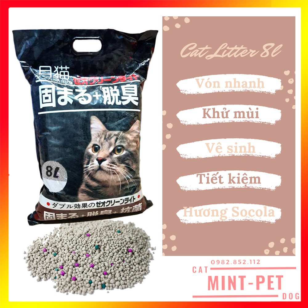 COMBO CHO MÈO CON: Cát Vệ Sinh Nhật Bản Nhật 8L & Thức ăn hạt Me-O Kitten 1,1 kg #MintPet