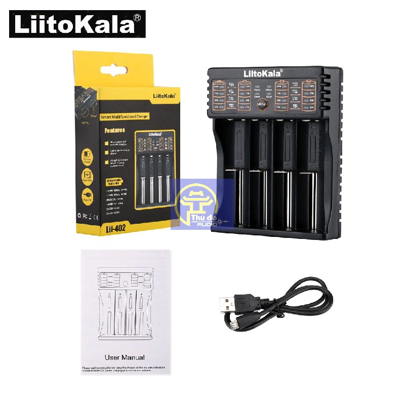 Bộ Sạc Pin Đa Năng LiitoKala Lii-402 Đầu USB Sạc Pin 1.2V/3.7V/3V/3.85V NiMH/Liion/LiFePo4