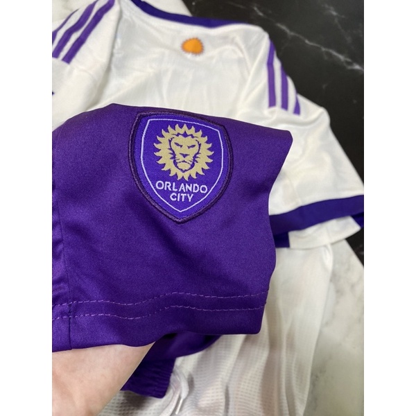Set Bộ quần áo thể thao bóng đá vải gai thái clb orlando áo trắng quần tím 2022