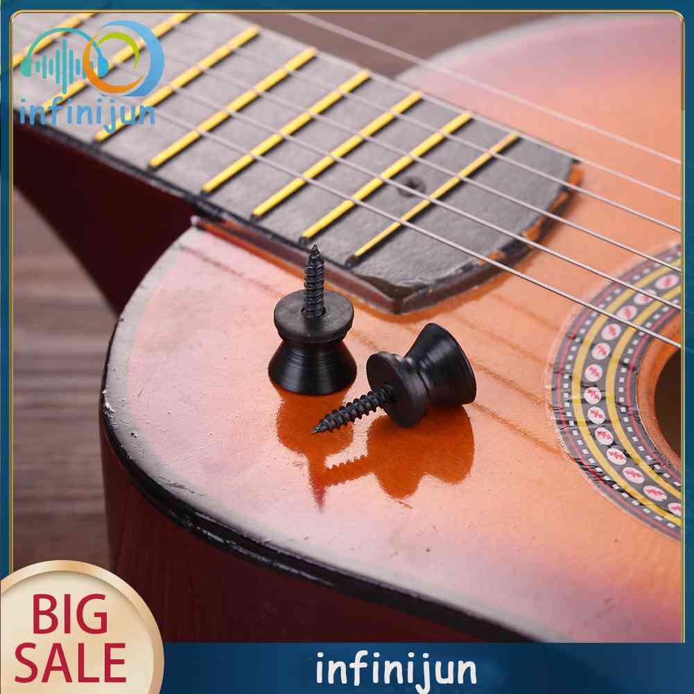 Set 2 Chốt Khóa Dây Đeo Đàn Guitar Bass Ukulele Bằng Kim Loại Chống Trượt