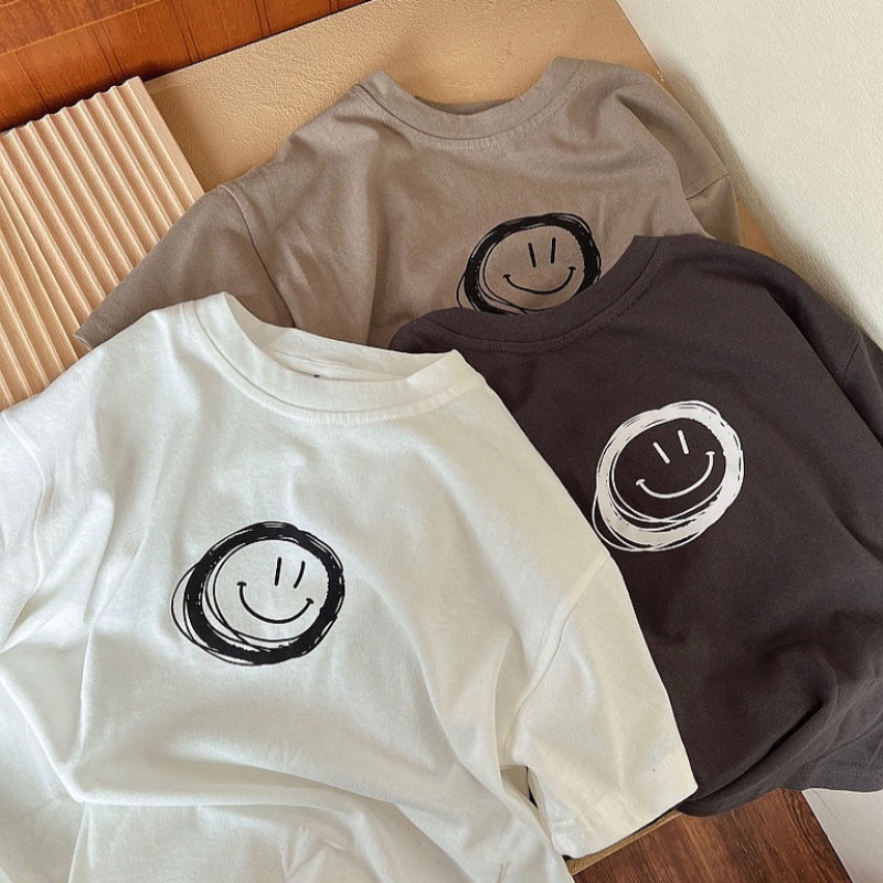 MNGRL Áo Thun Cotton Ngắn Tay Phong Cách Hàn Quốc Thời Trang Mùa Hè Cho Bé Trai