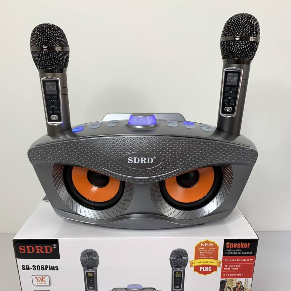 Loa Karaoke Bluetooth Di Động SDRD SD 306 Plus Loa kèm 2 micro hát karaoke Không dây- Phiên Bản Nâng cấp