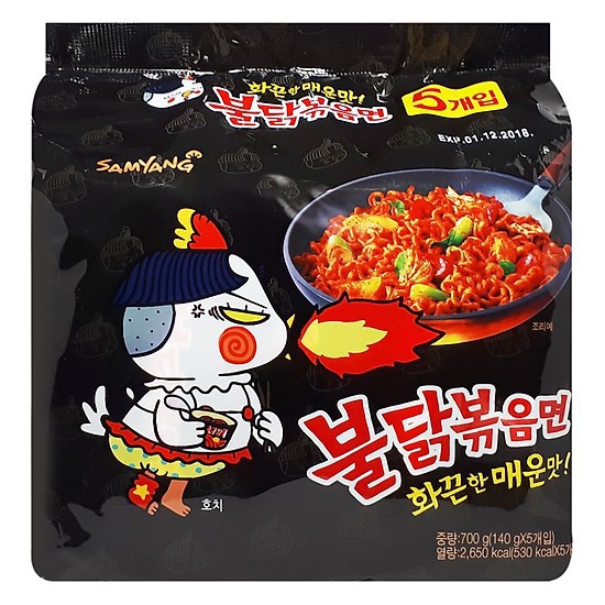 Lốc 5 Gói Mì Khô Gà Cay Samyang (140g/Gói)