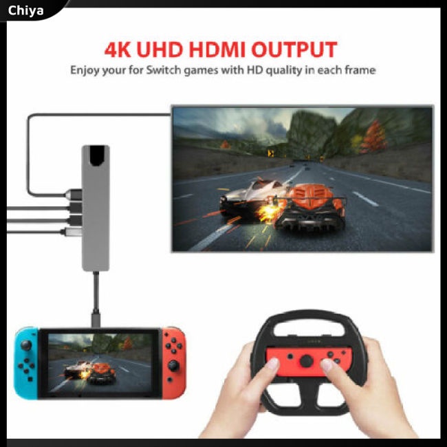 Bộ Chia Cổng USB Type C 6 Trong 1 Với Cổng Sạc 4K HDMI RJ45 Ethernet Lan