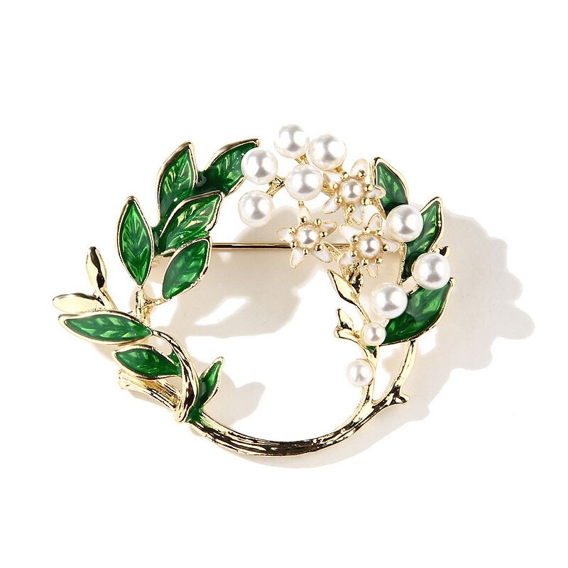 Ghim cài áo hình vòng hoa đính đá đơn giản sang trọng