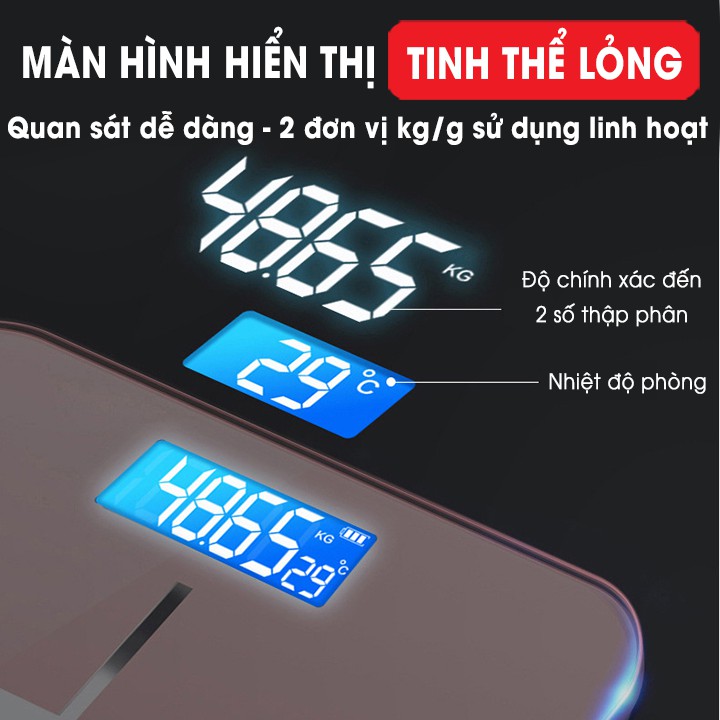 [CÂN CHUẨN 100%] - CÂN ĐIỆN TỬ IP CHỊU LỰC TỐT LÊN ĐẾN 180 KG MẶT KÍNH SANG TRỌNG - SIÊU ĐẸP TIỆN LỢI CHO MỌI NHÀ