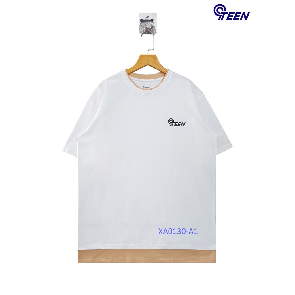 XA0130-A3 - Áo cotton, cộc tay, in chữ 9 teen, màu trắng , gấu viền, size M,L,XL - Hàng Made In Vietnam