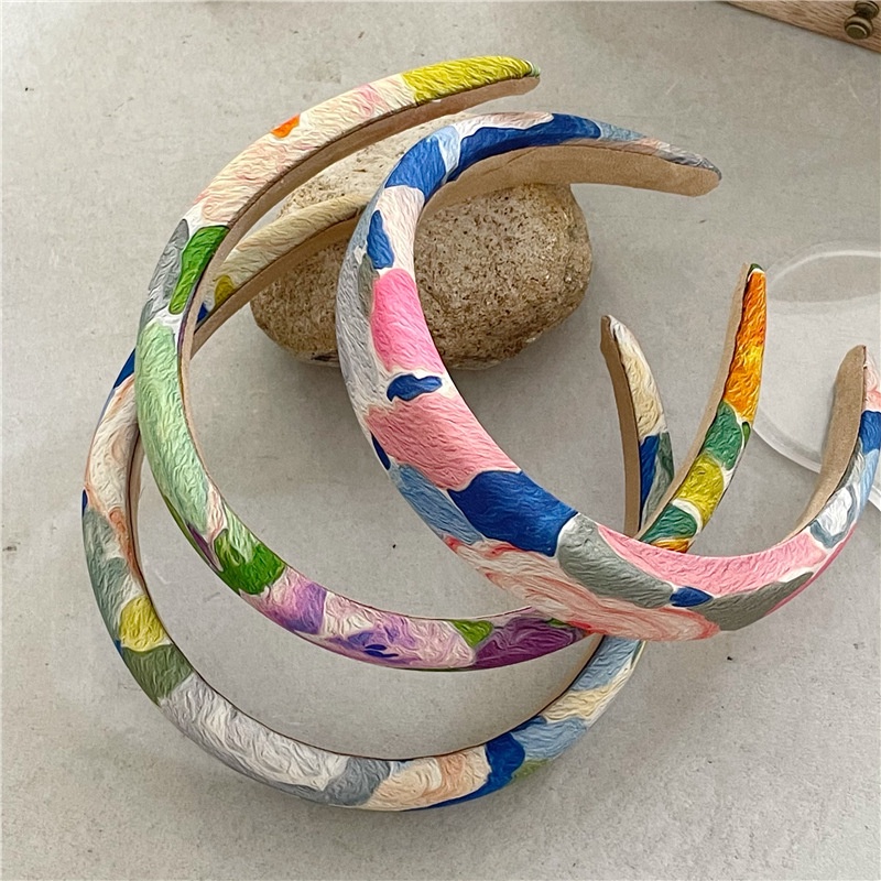 Băng đô vải hoa văn sơn dầu màu nổi