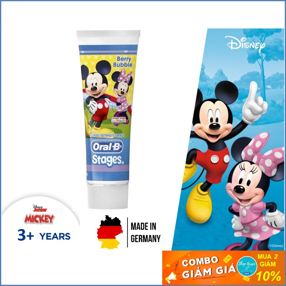 Kem đánh răng Oral-B Mickey Mouse 92g cho bé từ 3 tuổi - Chính hãng Đức