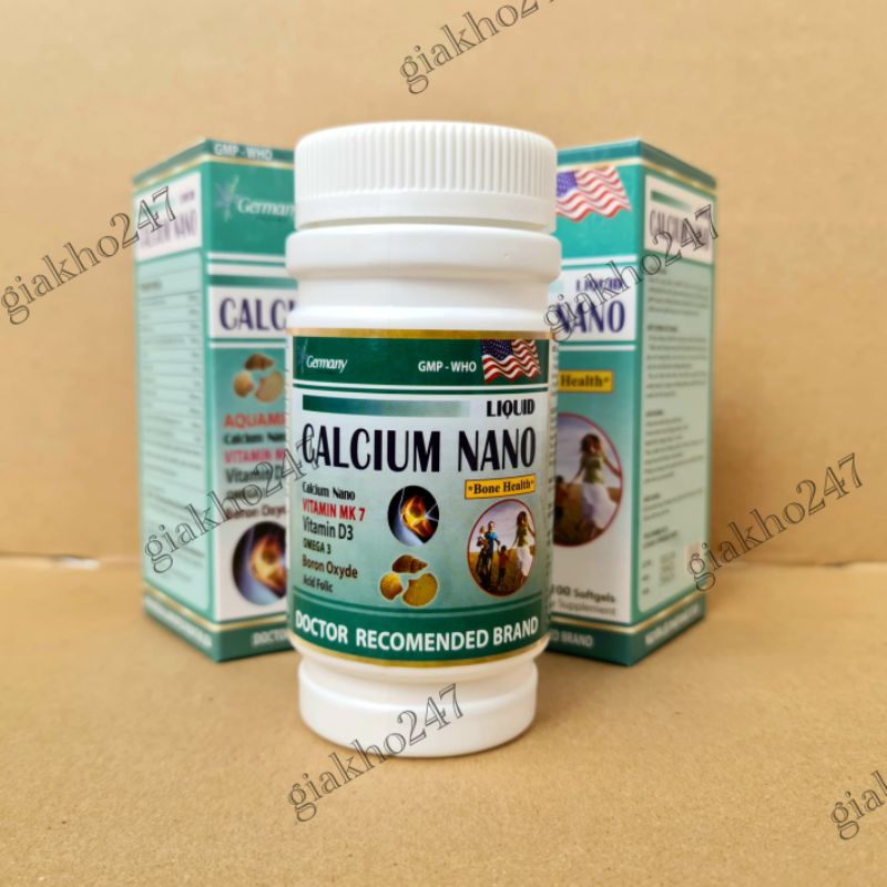 LIQUID CALCIUM NANO giúp bổ sung canxi, chống còi xương, loãng xương - Hộp 100 viên chính hãng