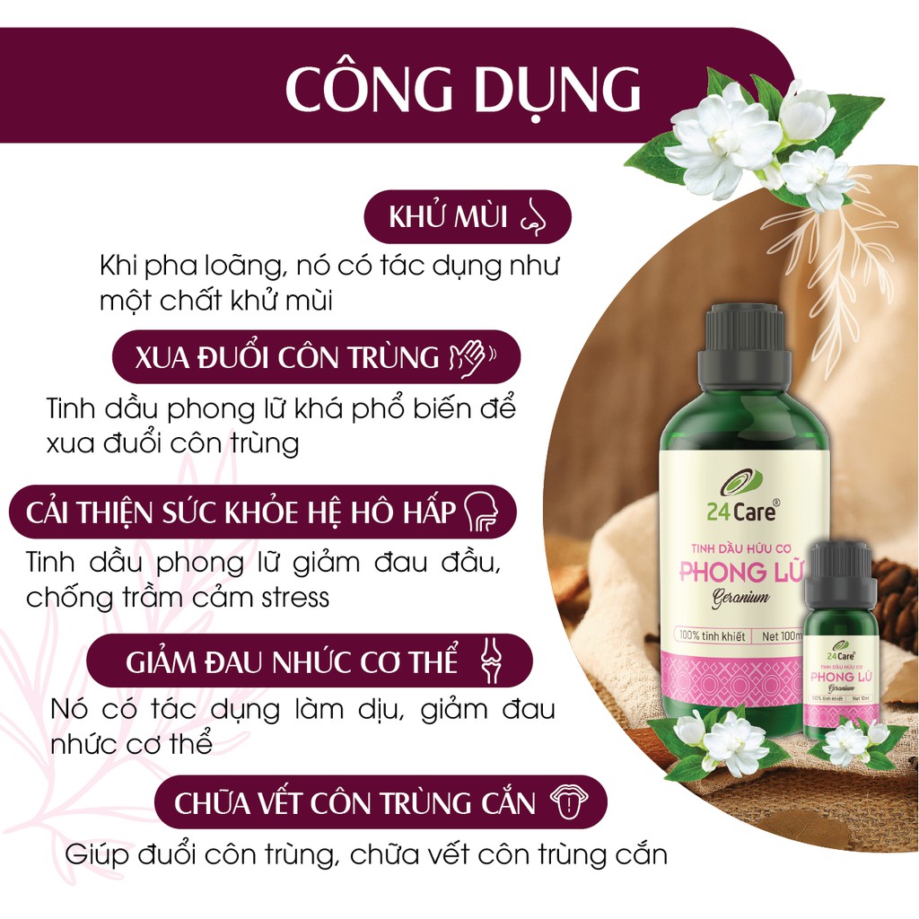 [MUA 1 TẶNG 1] Tinh dầu Phong Lữ 24Care - khử mùi, giảm lo lắng, căng thẳng, thiên nhiên 10ml