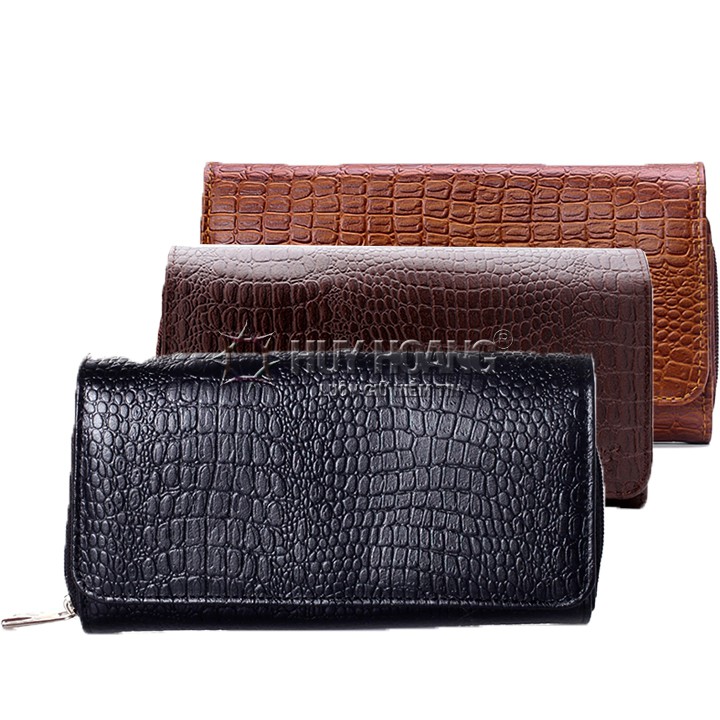 Bóp da nữ vân cá sấu nhiều ngăn nhiều màu PH3132-33-34 + tặng 01 áo thun