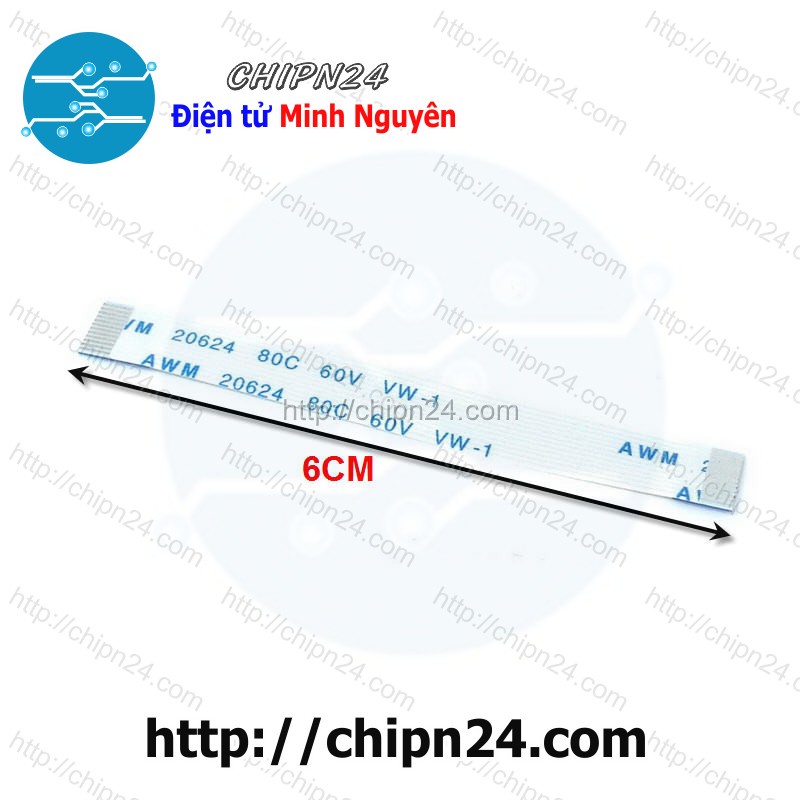 [1 SỢI] Cáp FPC/FFC 12P 0.5MM 6CM cùng chiều (Cáp AWM 20624 80C 60V VW-1)