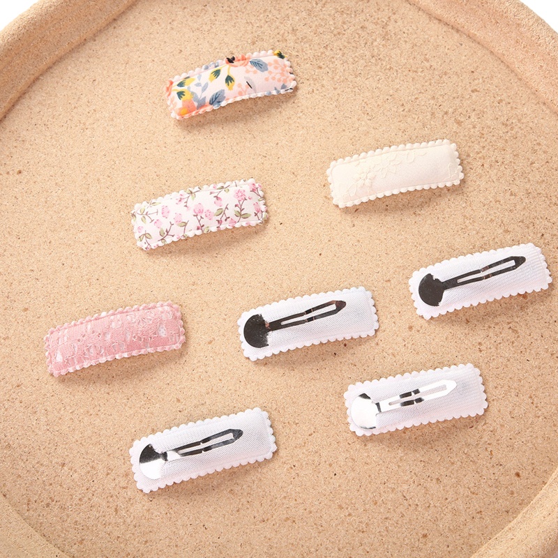 Set 6 Kẹp Tóc Nhỏ Hình Chữ Nhật Họa Tiết Hoa Ngọt Ngào Cho Bé Gái