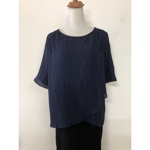 size L áo voan kiểu vạt xéo 2hand màu xanh than rất mới mát đẹp