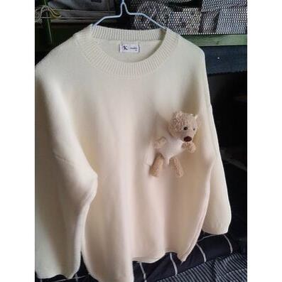 áo len nữ silive Áo len gấu túi ngực, chất len dày dặn dễ phối đồ | BigBuy360 - bigbuy360.vn