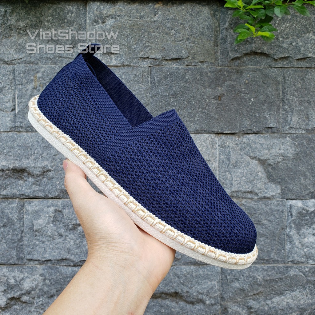 Slip on nam - Giày lười vải nam 2020 - Vải dệt kim tạo hình 3D, 4 màu (đen), (xám), (xanh) và (trắng) - Mã 2931